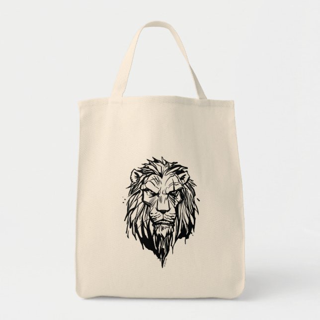 Tote Bag Lion King | Sketch de tête de voiture (Devant)