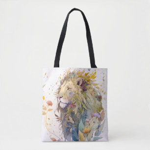 Tote Bag Lion Portrait Animal Peinture Forêt faunique