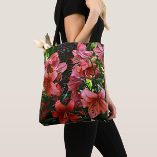 Tote Bag Lis floraux de lys asiatiques orange