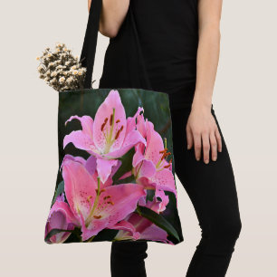 Tote Bag Lis floraux de lys orientaux roses