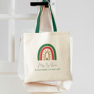 Tote Bag Liste de Noël Arc-en-ciel des Enseignants Gentils