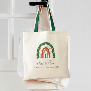 Tote Bag Liste de Noël Arc-en-Ciel des Enseignants Gentils