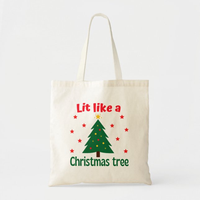 Tote Bag Lit Comme Un Arbre De Noël Noël (Devant)