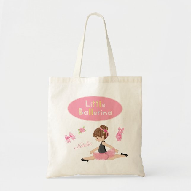 Tote Bag Little Ballerina Pink Ballet Girls Nom (Devant)