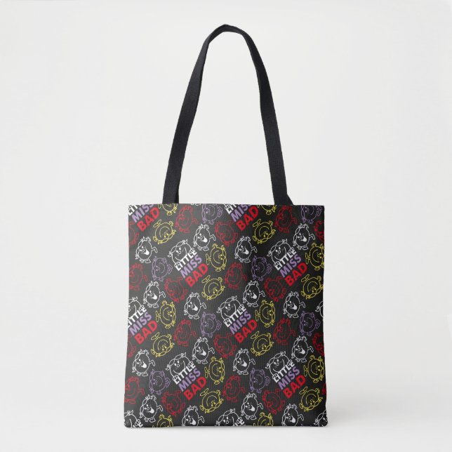 Tote Bag Little Miss Bad | Motif noir, rouge et jaune (Devant)
