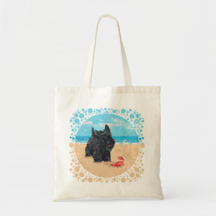 Tote Bag Little Scottie trouve un crabe à la plage