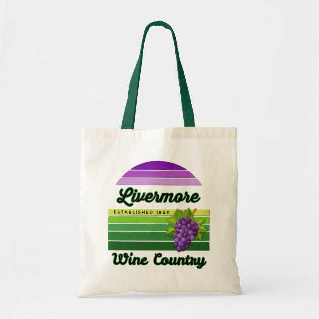 Tote Bag Livermore Wine Country Purple Green Stripes Grapes (Devant)