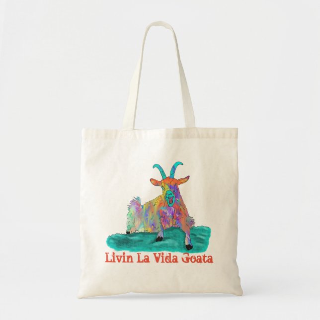 Tote Bag Livin La Vida Goata Drôle Scène de chèvre (Devant)