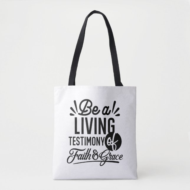 Tote Bag Living Testimony Bible Quote Christian Motivation (Devant)