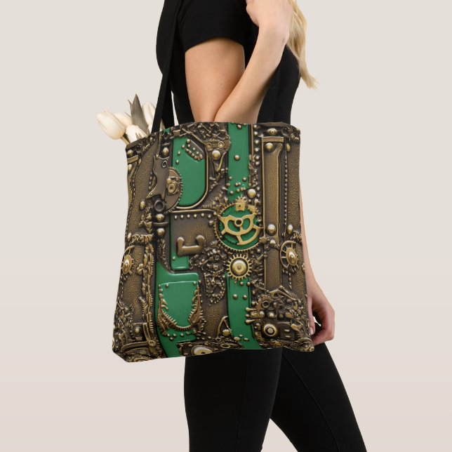 Tote Bag Livre de vapeur vert industriel (De près)