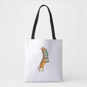 Tote Bag Livre drôle Lecture Giraffe I Love My Library