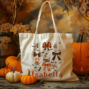Tote Bag Livre Personnalisé Bows Ghost Trick Ou Treat Candy