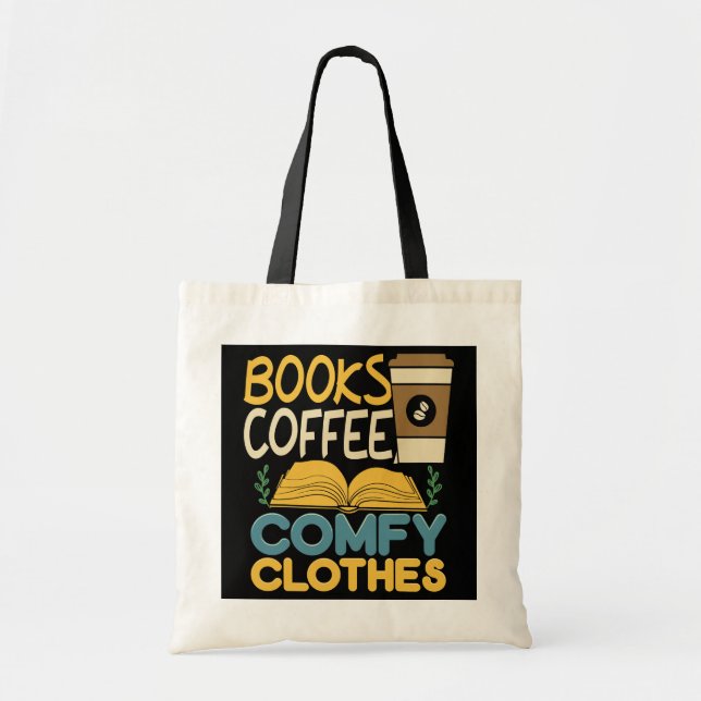 Tote Bag Livres Café Comfy Écrivain Littéraire Lecture Drôl (Devant)