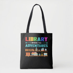 Tote Bag Livres de bibliothèque où l'aventure commence