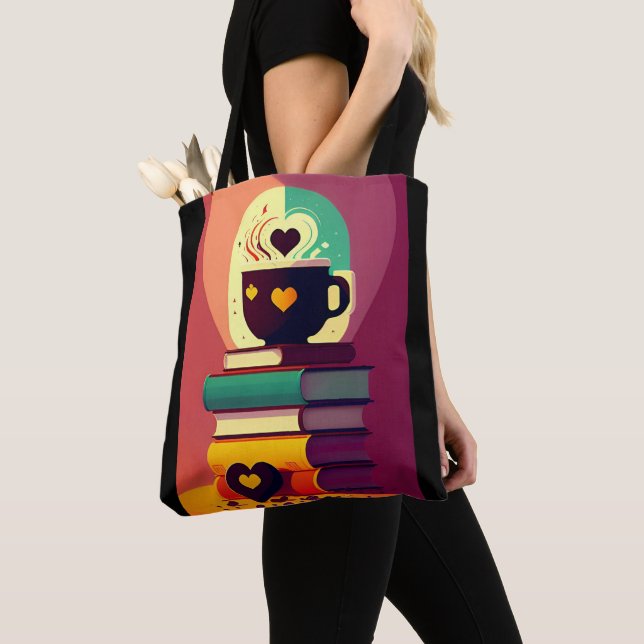 Tote Bag Livres Et Café (De près)