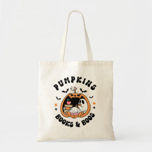 Tote Bag Livres et Livres citrouille Cute Ghost Lecture Hal