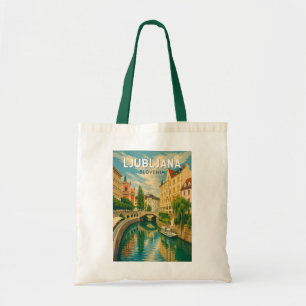Tote Bag Ljubljana Slovénie Illustration Voyage Art Rétro