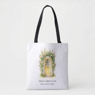 Tote Bag Logo aquarelle Porte Jaune Agent Immobilier