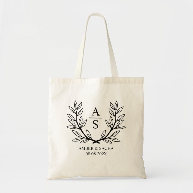 Tote Bag Logo de Mariage monographique personnalisé avec co (Devant)