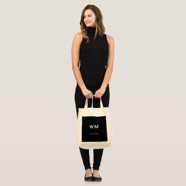 Tote Bag Logo de marque noire | Entreprise (Devant (modèle))