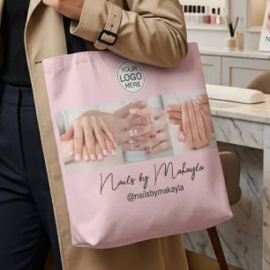 Tote Bag Logo de script rose poudré Photo Studio de manucur