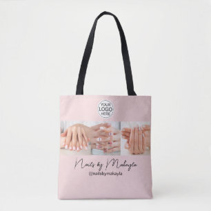Tote Bag Logo de script rose poudré Photo Studio de manucur