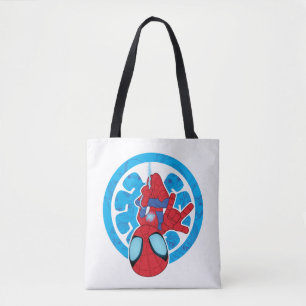 Tote Bag Logo de Spidey pendu à l'envers - Collage de mécha