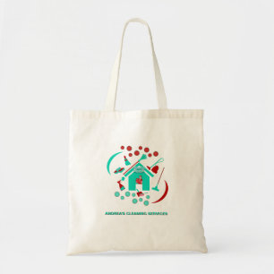Tote Bag Logo des services de nettoyage moderne Rouge et Tu