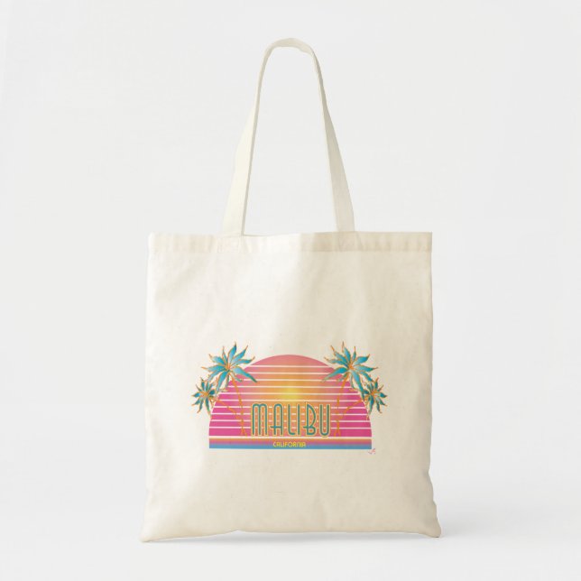 Tote Bag Logo du Cool Malibu-CA-Sun Palm Trees (Devant)
