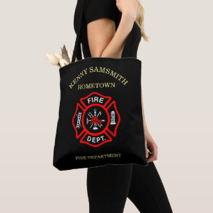 Tote Bag Logo du service d'incendie Badge noir et rouge