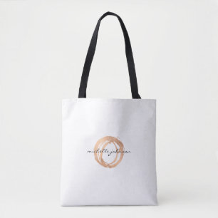 Tote Bag Logo Luxe Faux Rose Gold Peint Cercle Designer