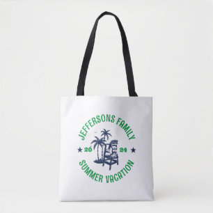 Tote Bag Logo vintage Famille Vacances Plage Vacances Voyag