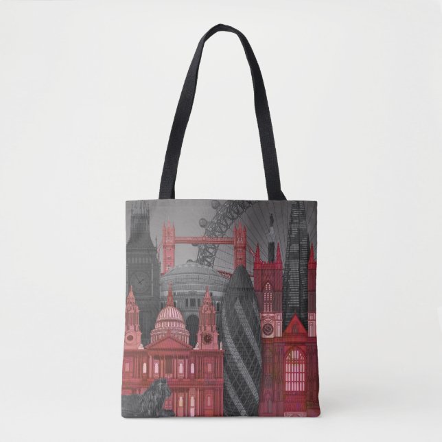Tote Bag London Elevages by Night - Rouge (Devant)