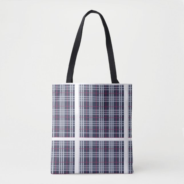 Tote Bag London Plaid Checked Navy Blue (Devant)