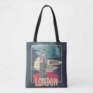 Tote Bag Londres Big Ben : Poster de typographie
