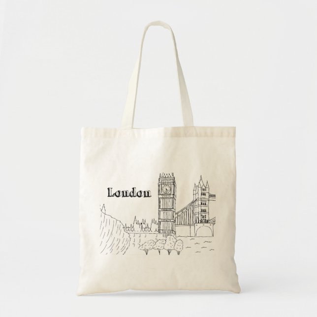 Tote Bag Londres Big Ben Vacation Dessin Vacances Art Trave (Devant)
