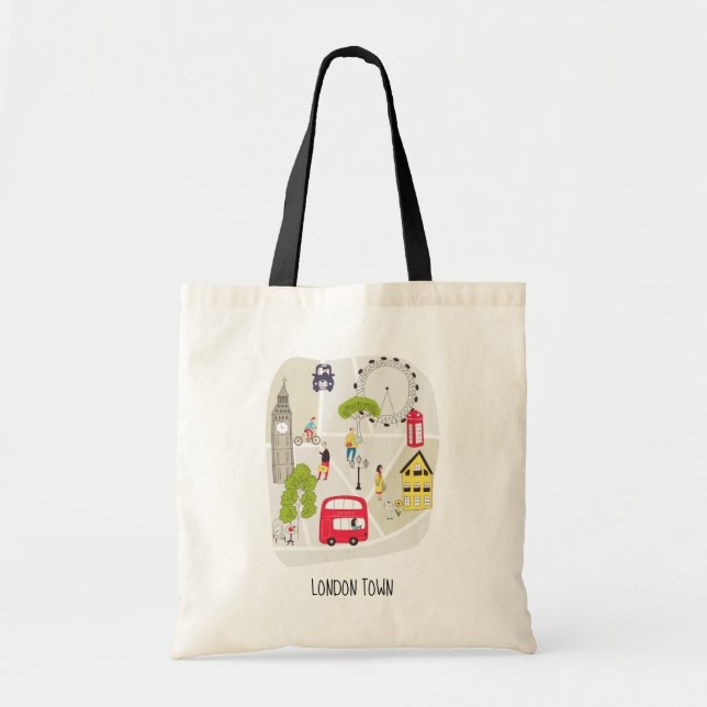 Tote Bag Londres Cartographie Carte des gens Sites contempo (Devant)