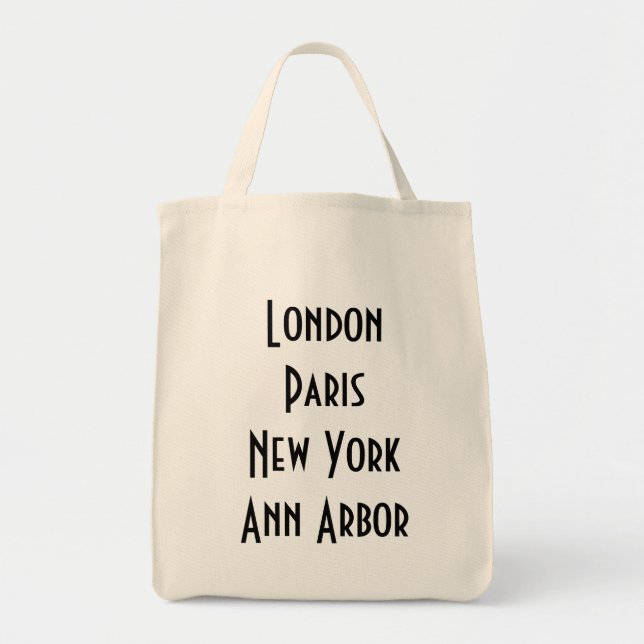 Tote Bag Londres Paris New York Ann Arbor (Devant)