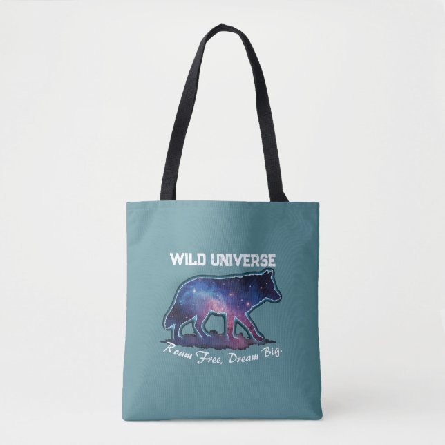 Tote Bag Lone Galaxy Wolf Silhouette (wild universe) (Devant)