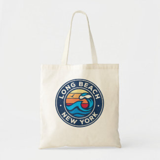 Tote Bag Long Beach New York NY Vintage Nautique Vagues Des