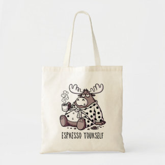 Tote Bag L'orignal boit du café dans une robe Poka Dot