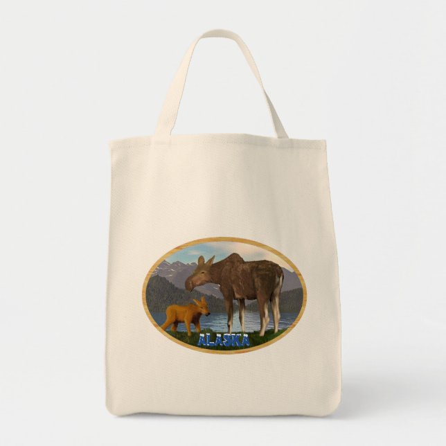 Tote Bag L'orignal dans le pré - Alaska (Devant)