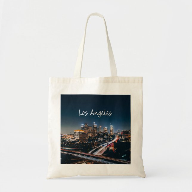 Tote Bag Los Angeles California City Skyline la nuit (Devant)