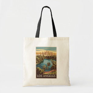 Tote Bag Los Angeles Echo Park Lake Travel Art Vintage