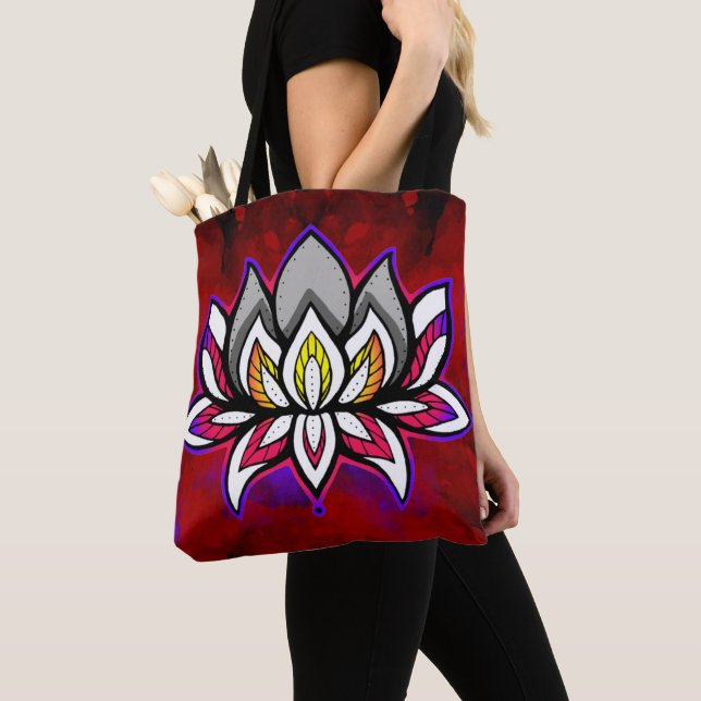 Tote Bag Lotus arc en ciel (De près)