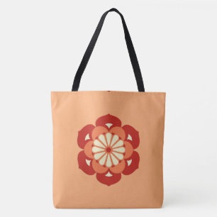 Tote Bag Lotus Flower Mandala, Pastel Orange et Mandarin