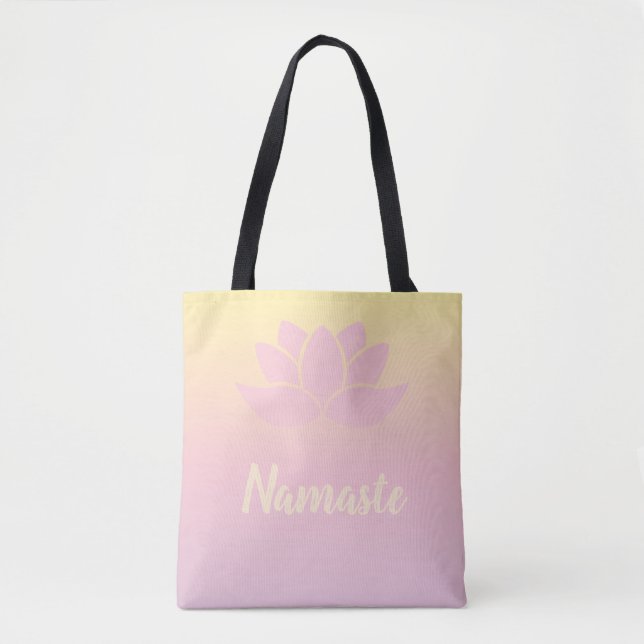 Tote Bag Lotus Namaste rose (Devant)