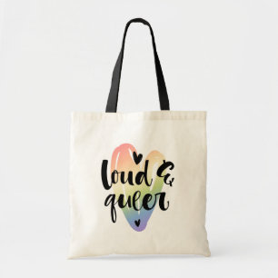 Tote Bag Loud et Queer  Coeur aquarelle