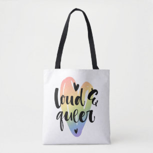 Tote Bag Loud et Queer Coeur aquarelle