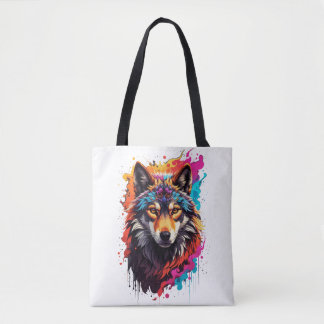 Tote Bag Loup coloré